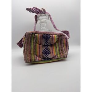 Artesanias Mr Pinzon Woven Crossbody Bag Rainbow Striped Hippie Purse